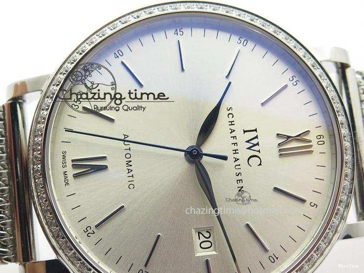 MIROTIME 1225 Portofino SCHAFFHAUSEN SS MKF 1:1 Best Edition Silver Dial Diamond On Mesh Bracelet A Lightweight 7339